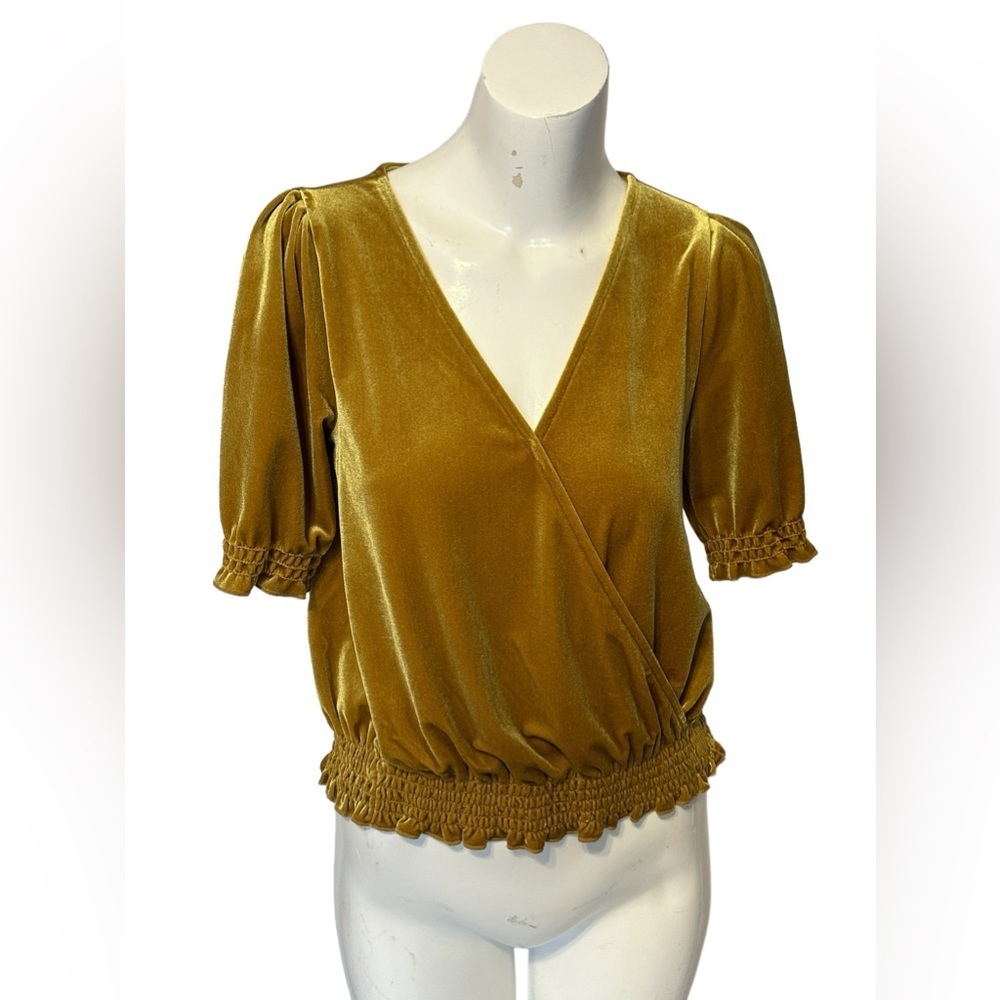 MADEWELL Velvet Smocked Crossover Top Size XS b33